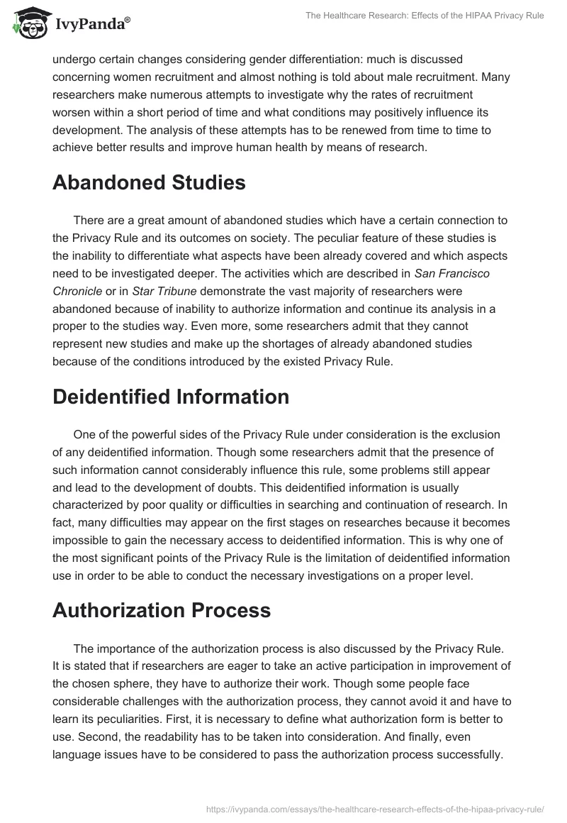 The Healthcare Research: Effects of the HIPAA Privacy Rule. Page 2