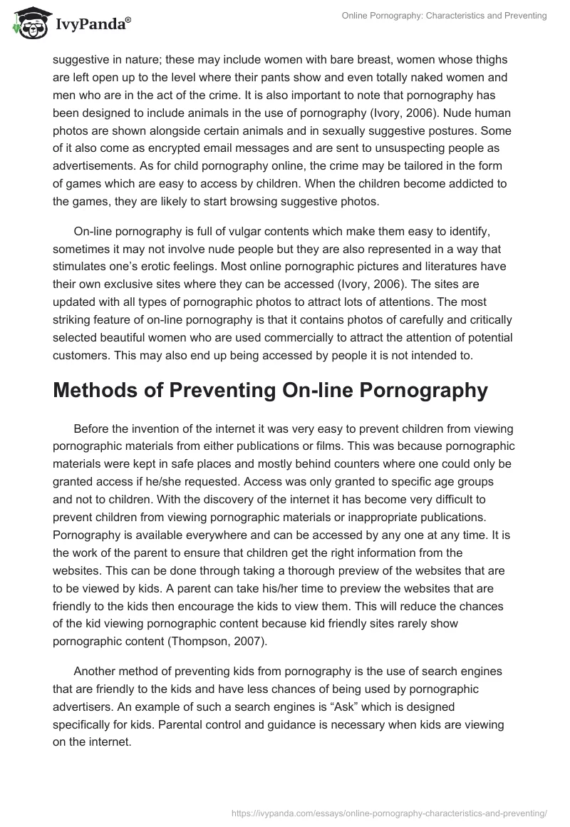 Online Pornography: Characteristics and Preventing. Page 2