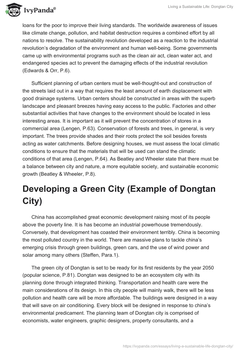 Living a Sustainable Life: Dongtan City. Page 4
