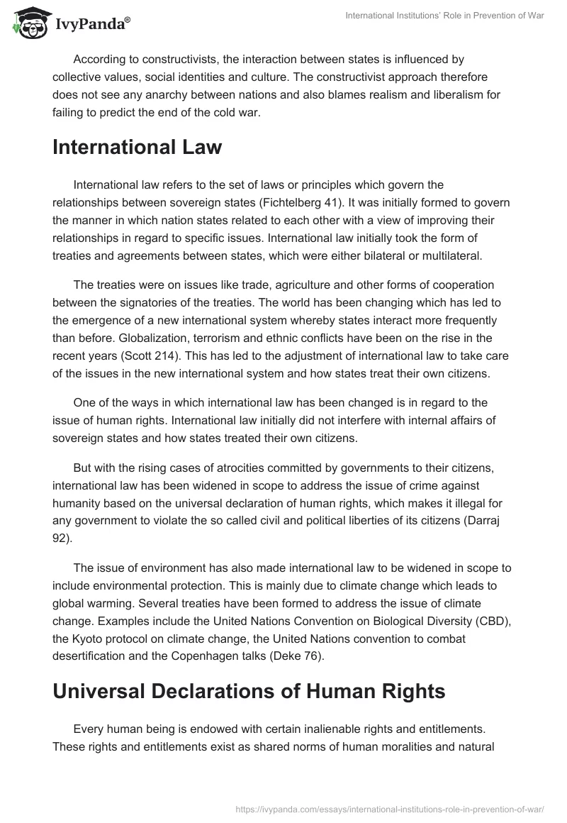 International Institutions’ Role in Prevention of War. Page 4