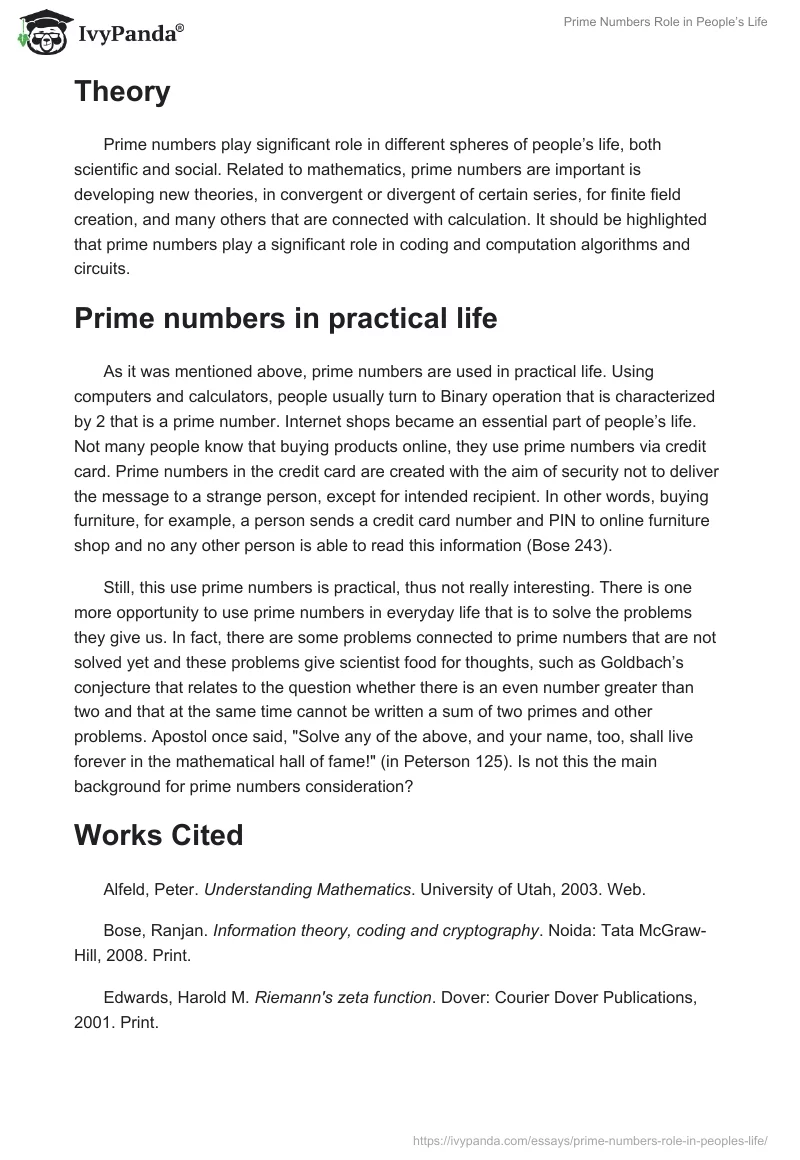 Prime Numbers Role in People’s Life. Page 2