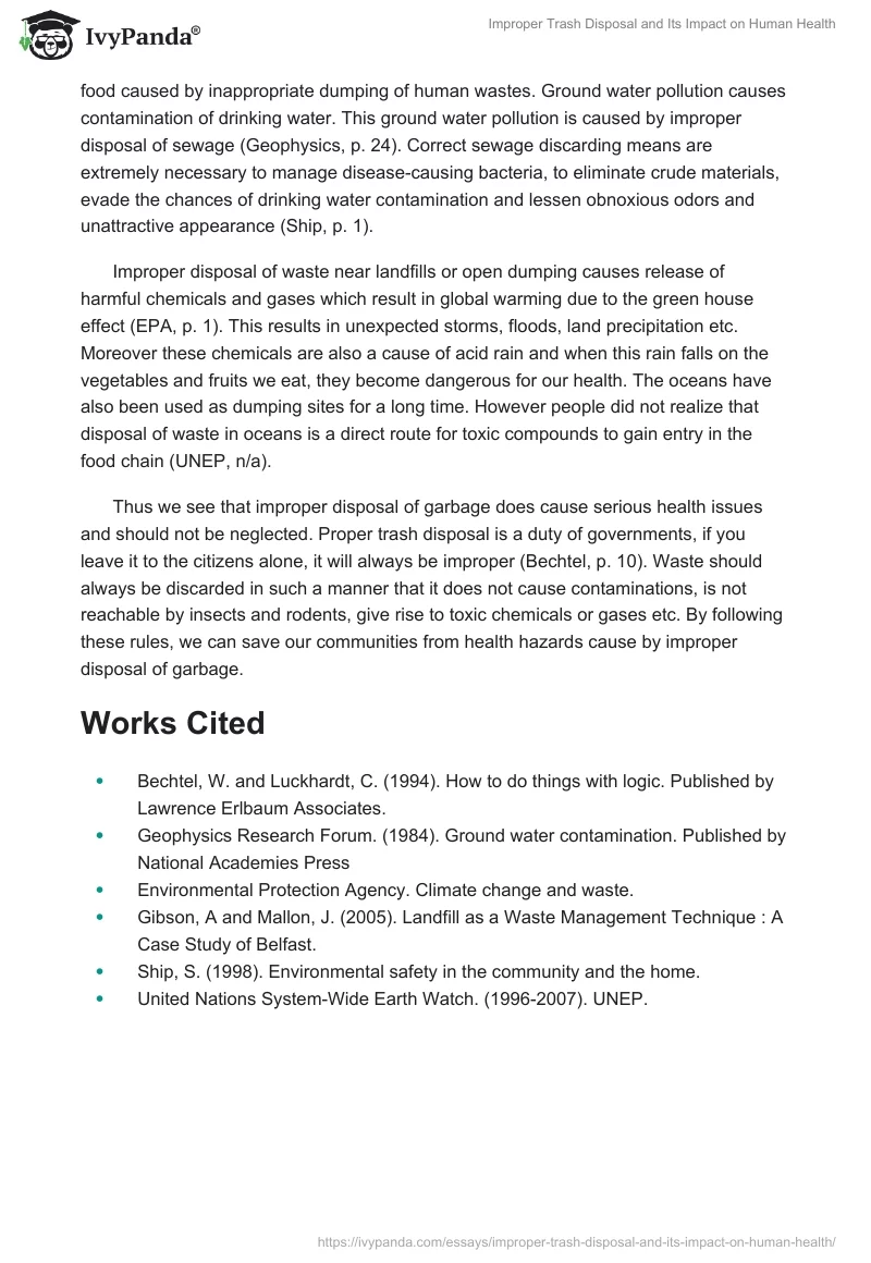 Improper Trash Disposal and Its Impact on Human Health. Page 2