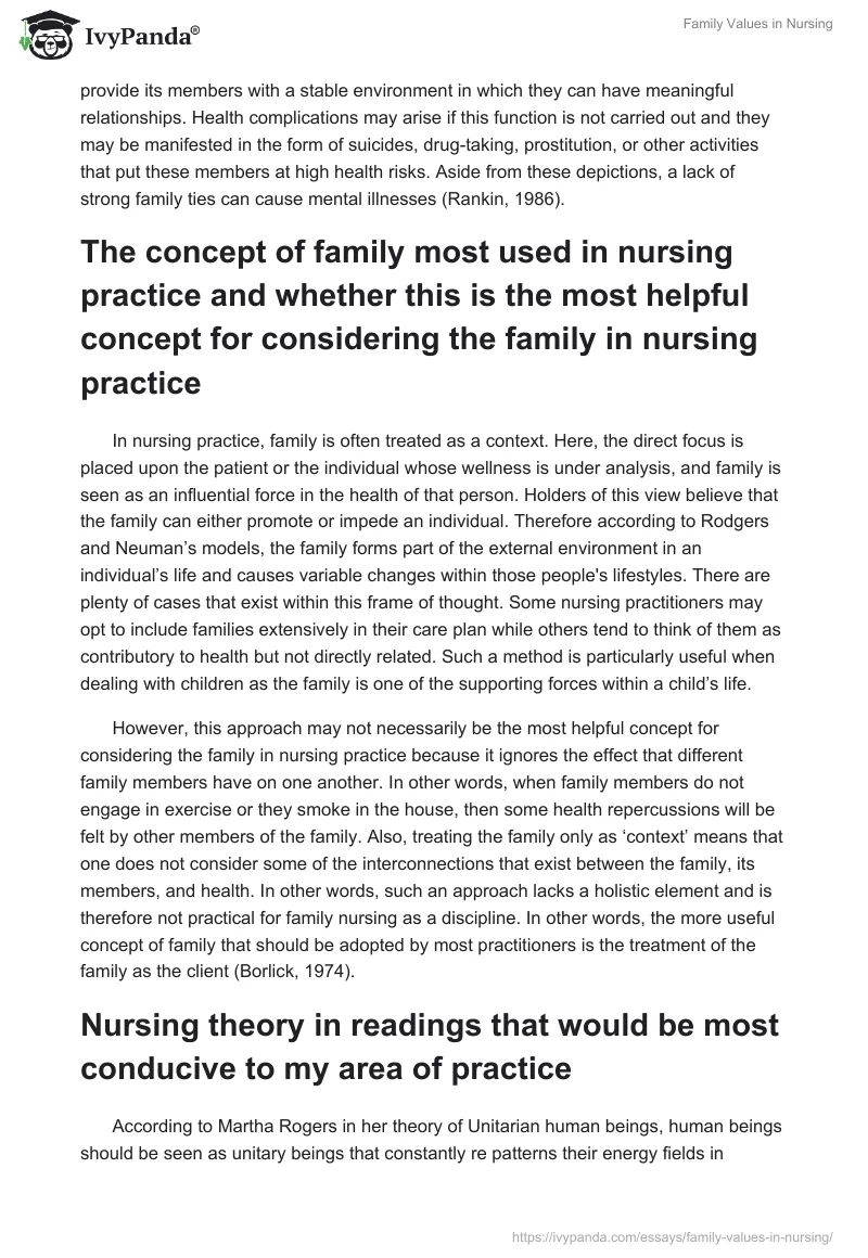 Family Values in Nursing. Page 2