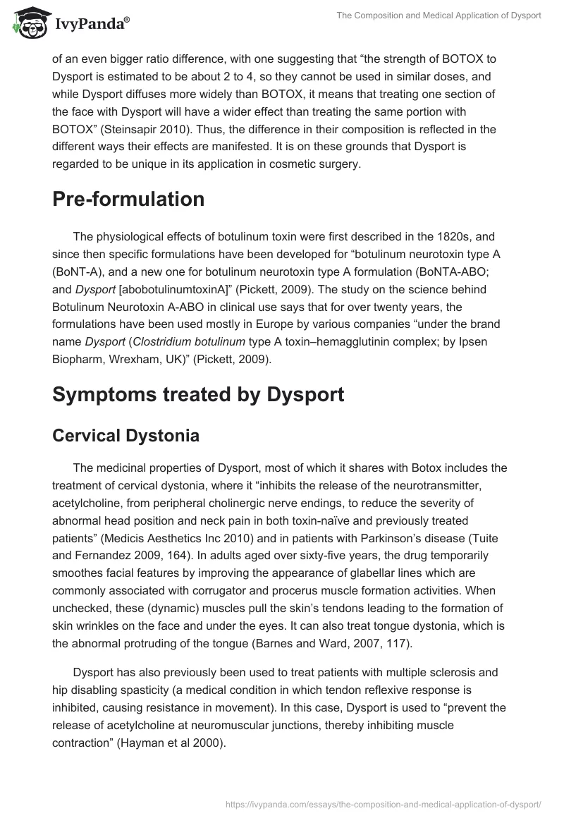 The Composition and Medical Application of Dysport. Page 2