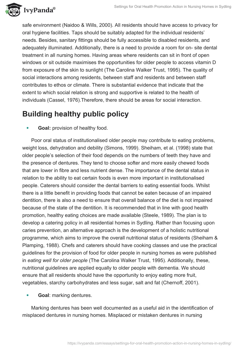 Settings for Oral Health Promotion Action in Nursing Homes in Sydling. Page 3