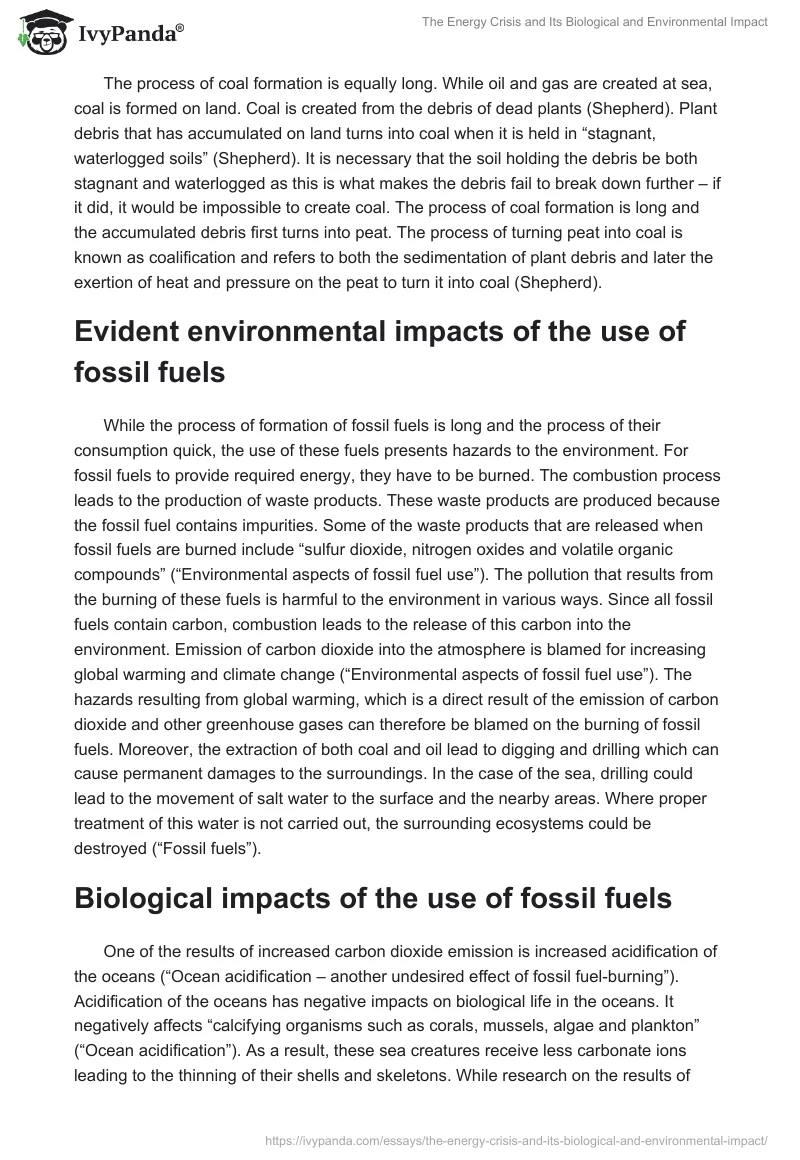 The Energy Crisis and Its Biological and Environmental Impact. Page 2
