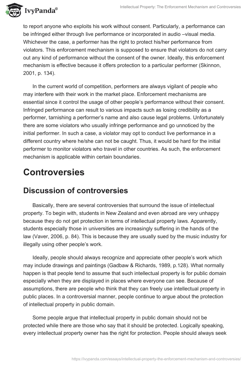 Intellectual Property: The Enforcement Mechanism and Controversies. Page 4