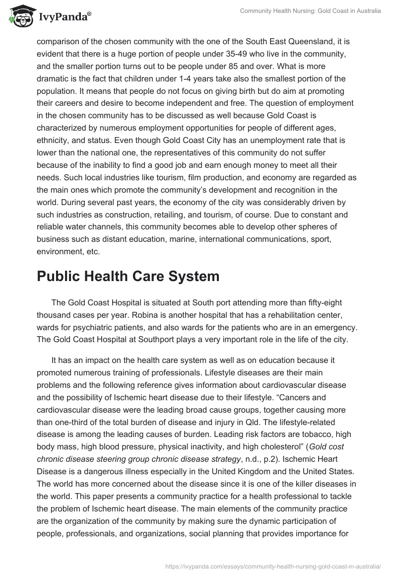 Community Health Nursing: Gold Coast in Australia. Page 2