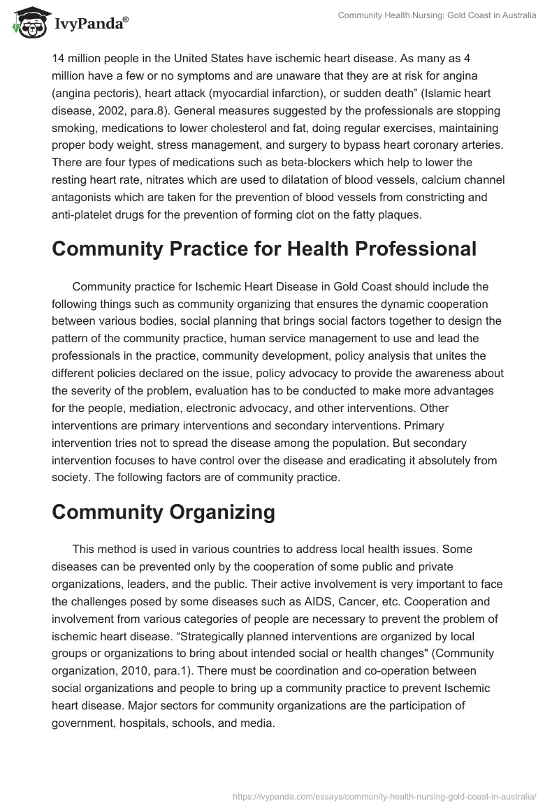 Community Health Nursing: Gold Coast in Australia. Page 4