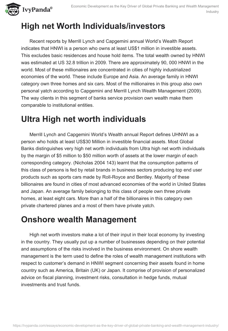 Economic Development as the Key Driver of Global Private Banking and Wealth Management Industry. Page 3