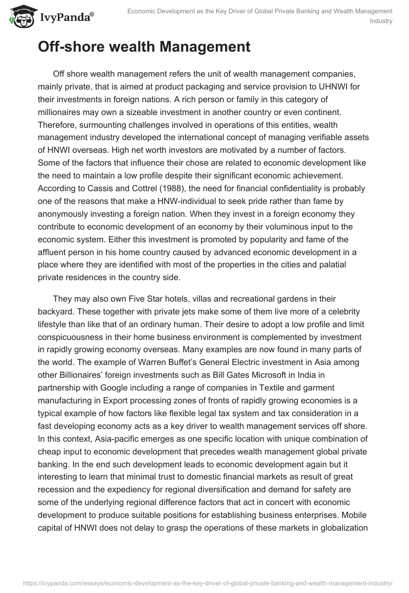 Economic Development as the Key Driver of Global Private Banking and Wealth Management Industry. Page 4