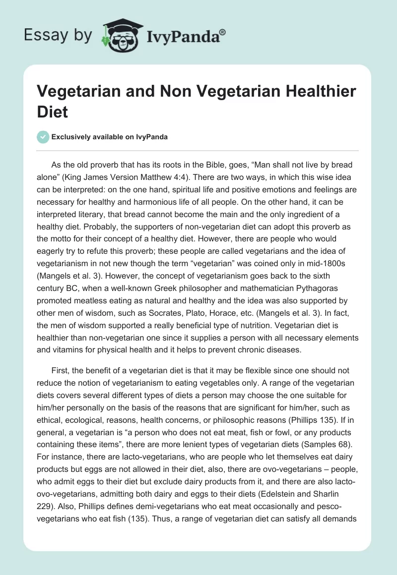 Vegetarian and Non Vegetarian Healthier Diet. Page 1