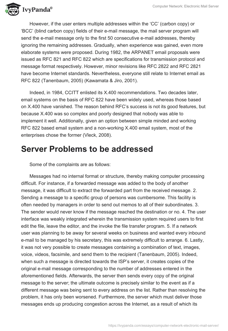 Computer Network: Electronic Mail Server. Page 2