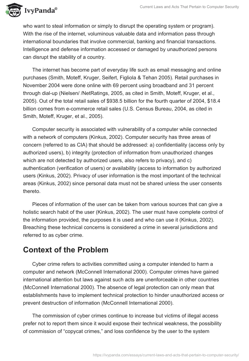 Current Laws and Acts That Pertain to Computer Security. Page 2