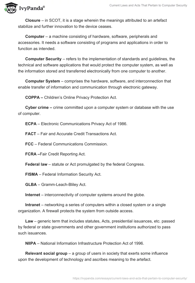 Current Laws and Acts That Pertain to Computer Security. Page 4
