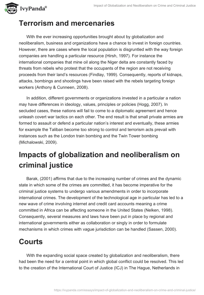 Impact of Globalization and Neoliberalism on Crime and Criminal Justice. Page 5