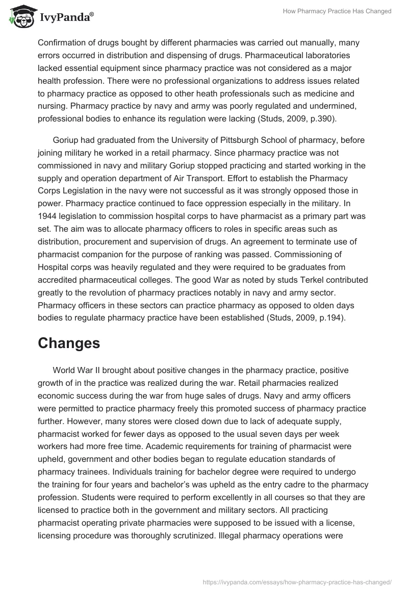 How Pharmacy Practice Has Changed. Page 2