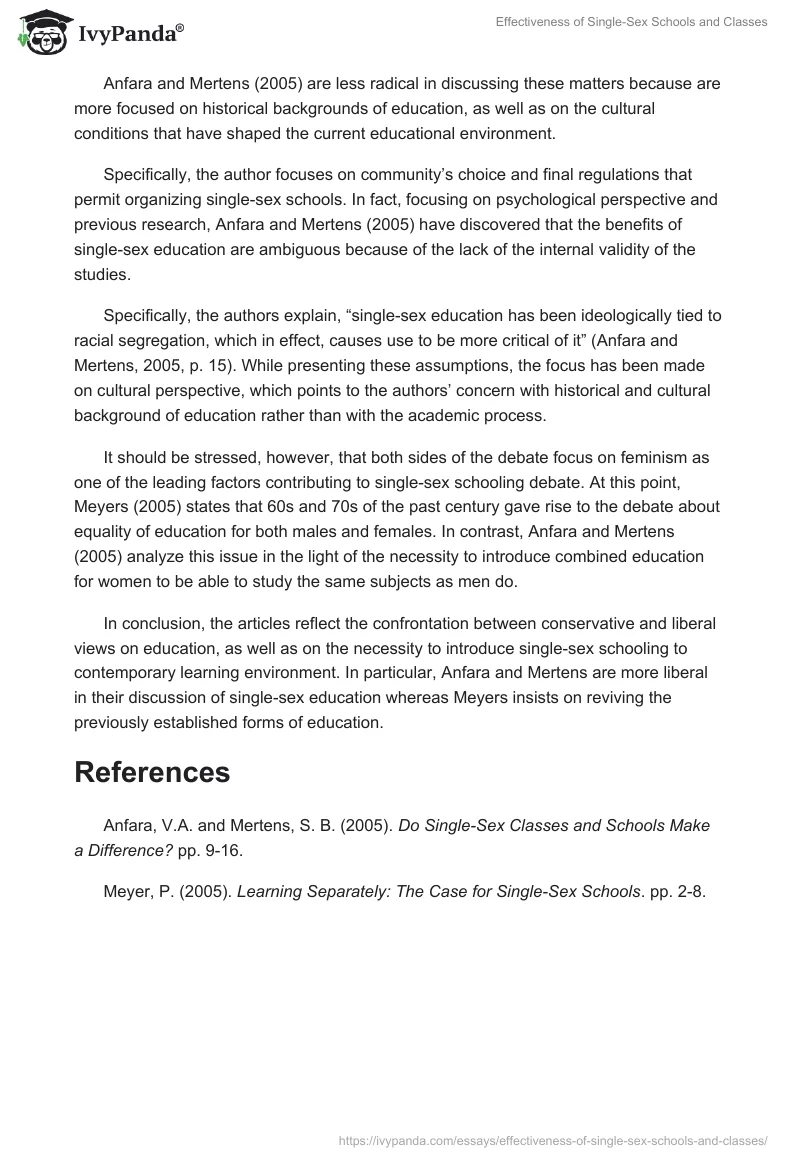 Effectiveness of Single-Sex Schools and Classes. Page 2