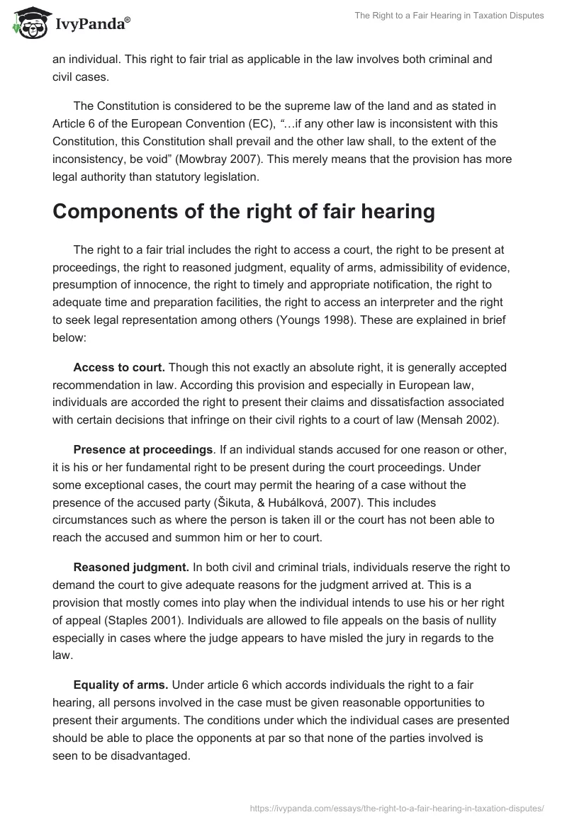 The Right to a Fair Hearing in Taxation Disputes. Page 2