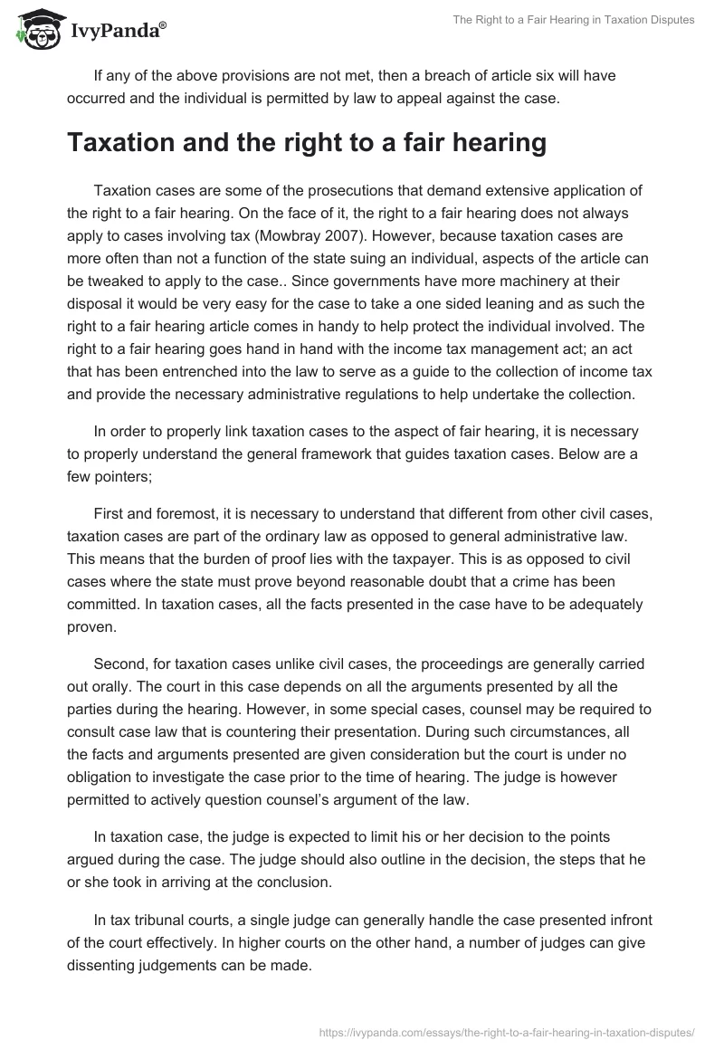 The Right to a Fair Hearing in Taxation Disputes. Page 4