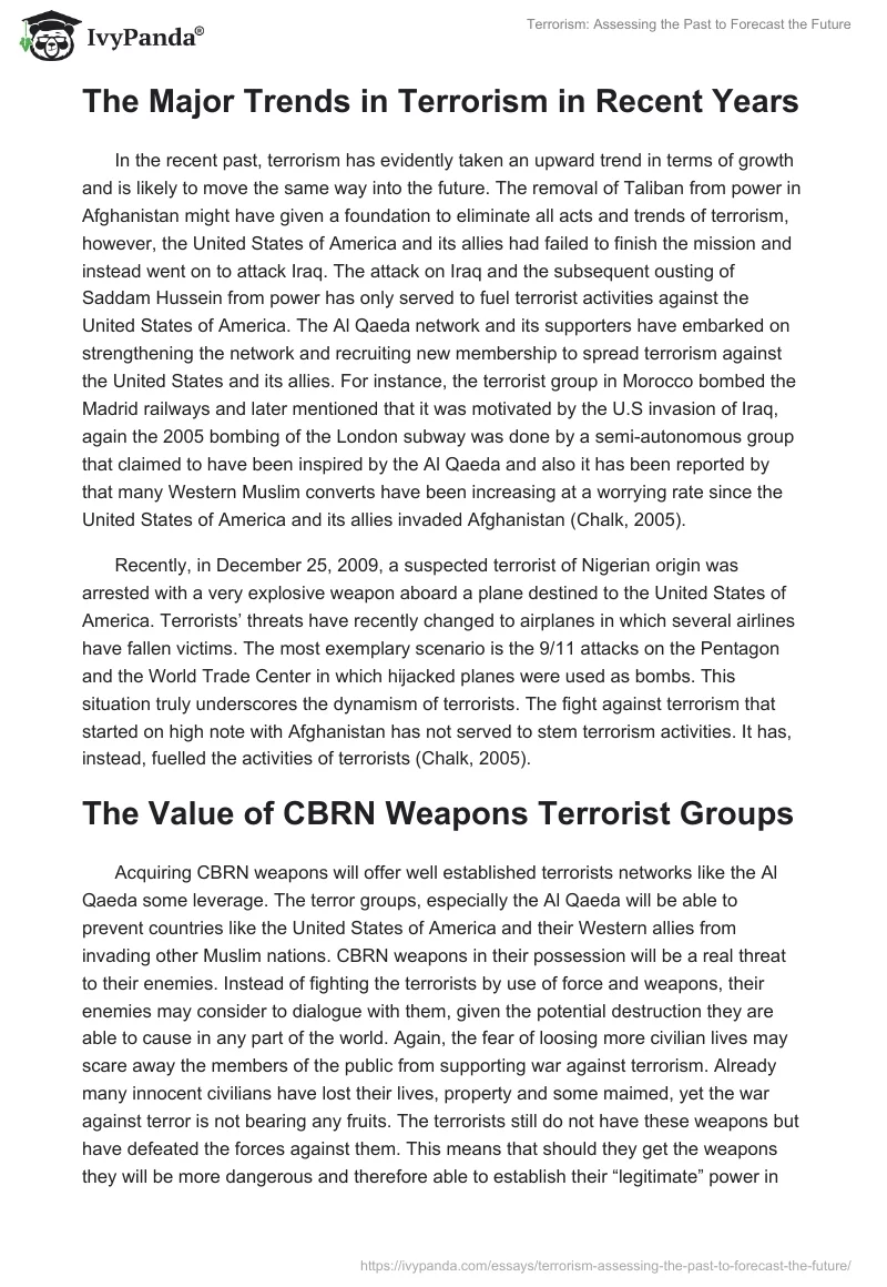 Terrorism: Assessing the Past to Forecast the Future. Page 2