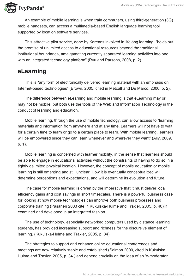 Mobile and PDA Technologies Use in Education. Page 5