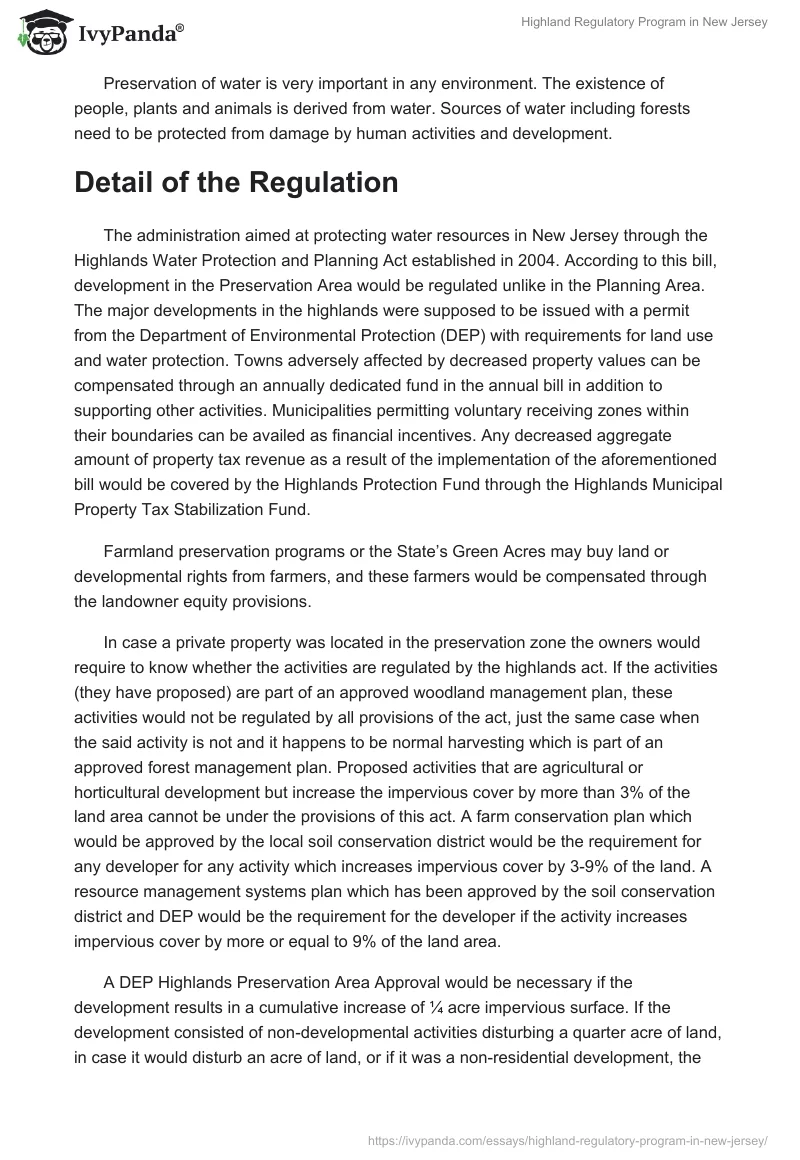 Highland Regulatory Program in New Jersey. Page 4