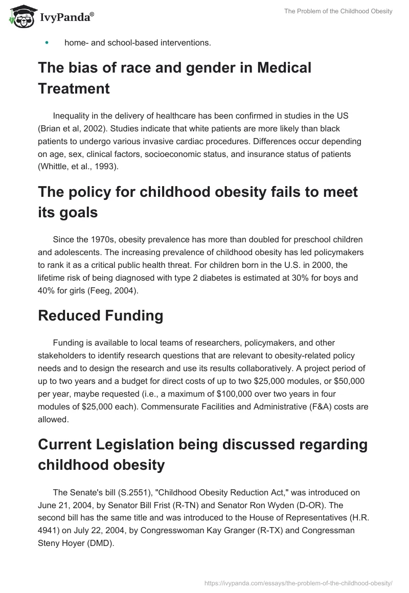 The Problem of the Childhood Obesity. Page 2
