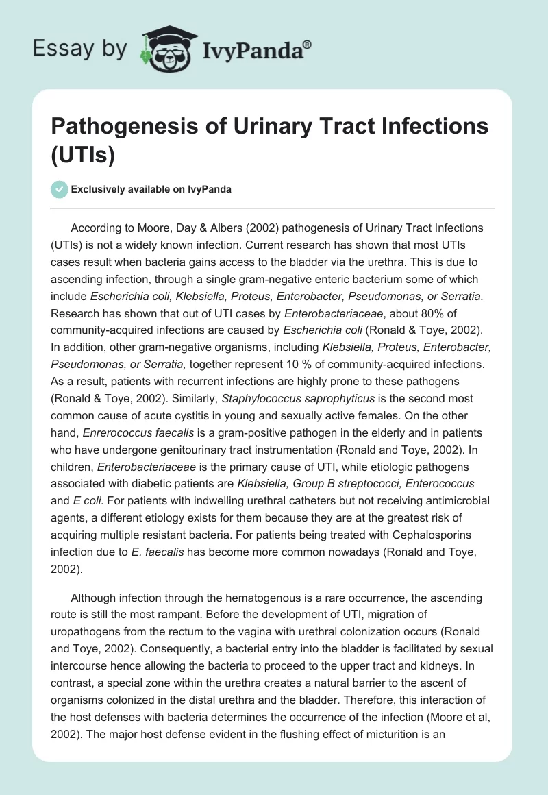 Pathogenesis of Urinary Tract Infections (UTIs). Page 1