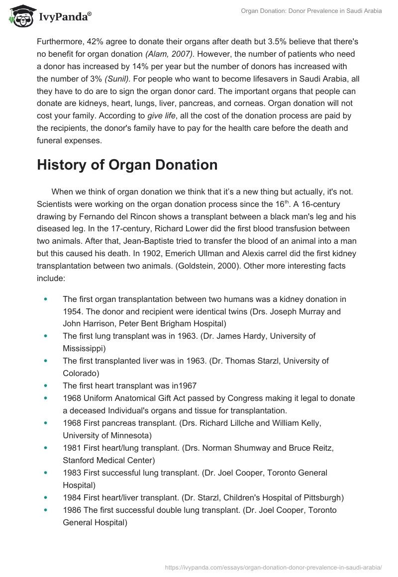 Organ Donation: Donor Prevalence in Saudi Arabia. Page 2
