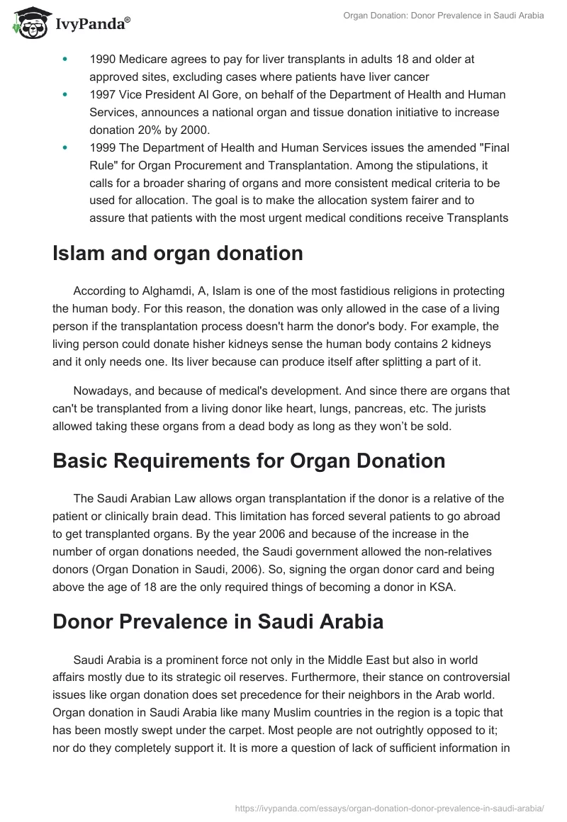 Organ Donation: Donor Prevalence in Saudi Arabia. Page 3
