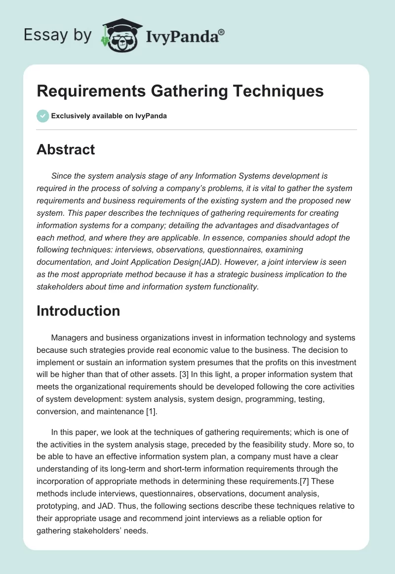 Requirements Gathering Techniques. Page 1