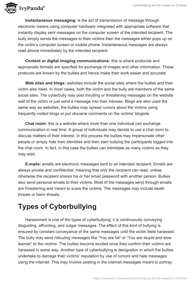 Cyberbullying and Its Impact on Children. Page 2