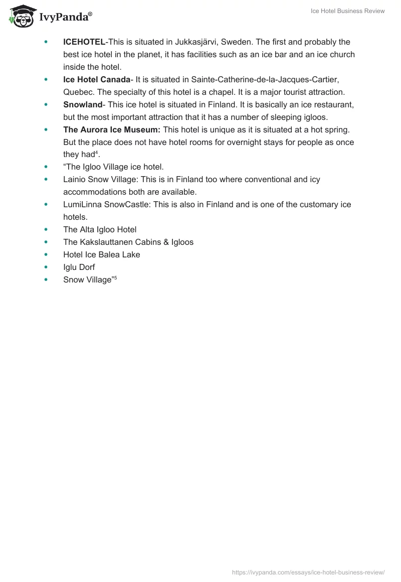 Ice Hotel Business Review. Page 2
