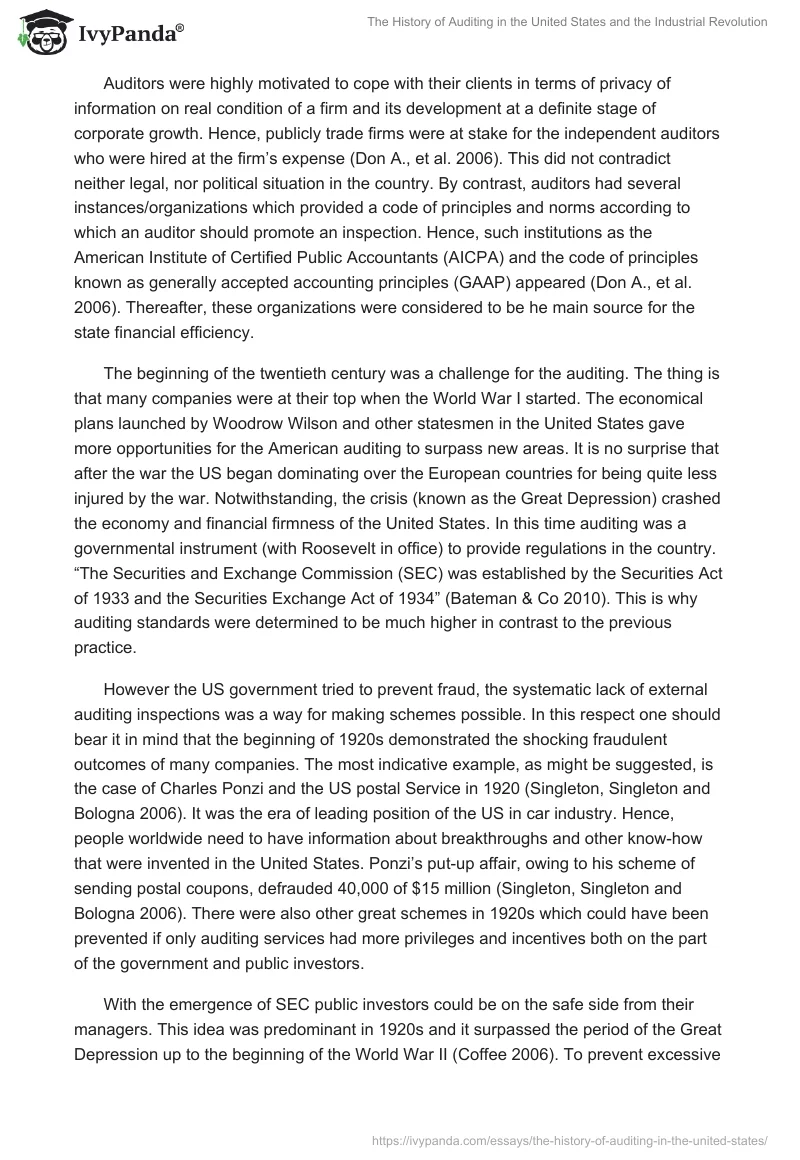 The History of Auditing in the United States and the Industrial Revolution. Page 3