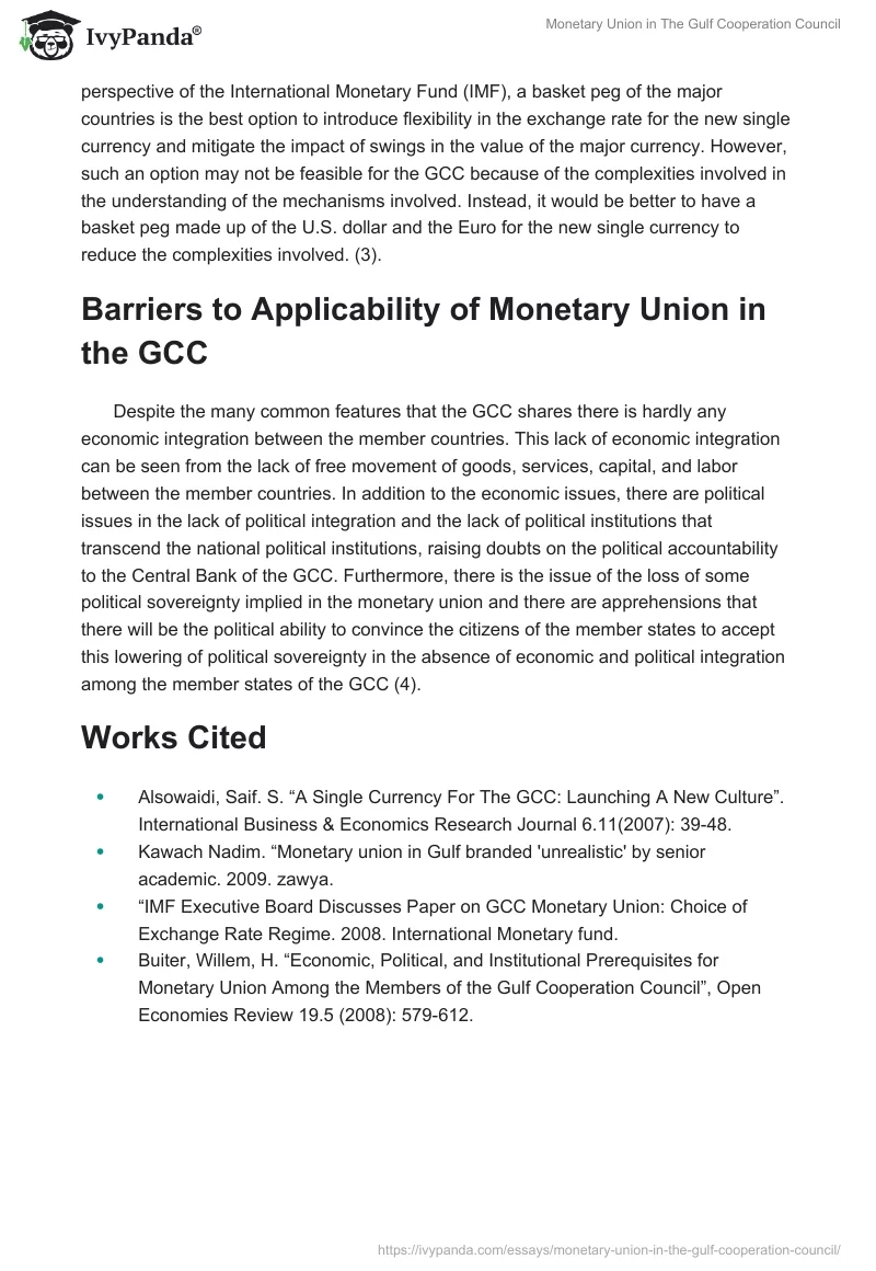 Monetary Union in The Gulf Cooperation Council. Page 2