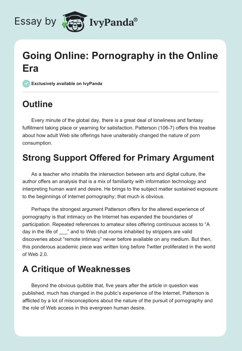 Going Online: Pornography in the Online Era. Page 1