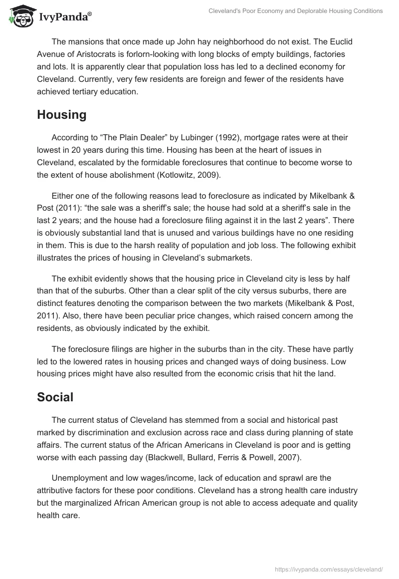 Cleveland's Poor Economy and Deplorable Housing Conditions. Page 2