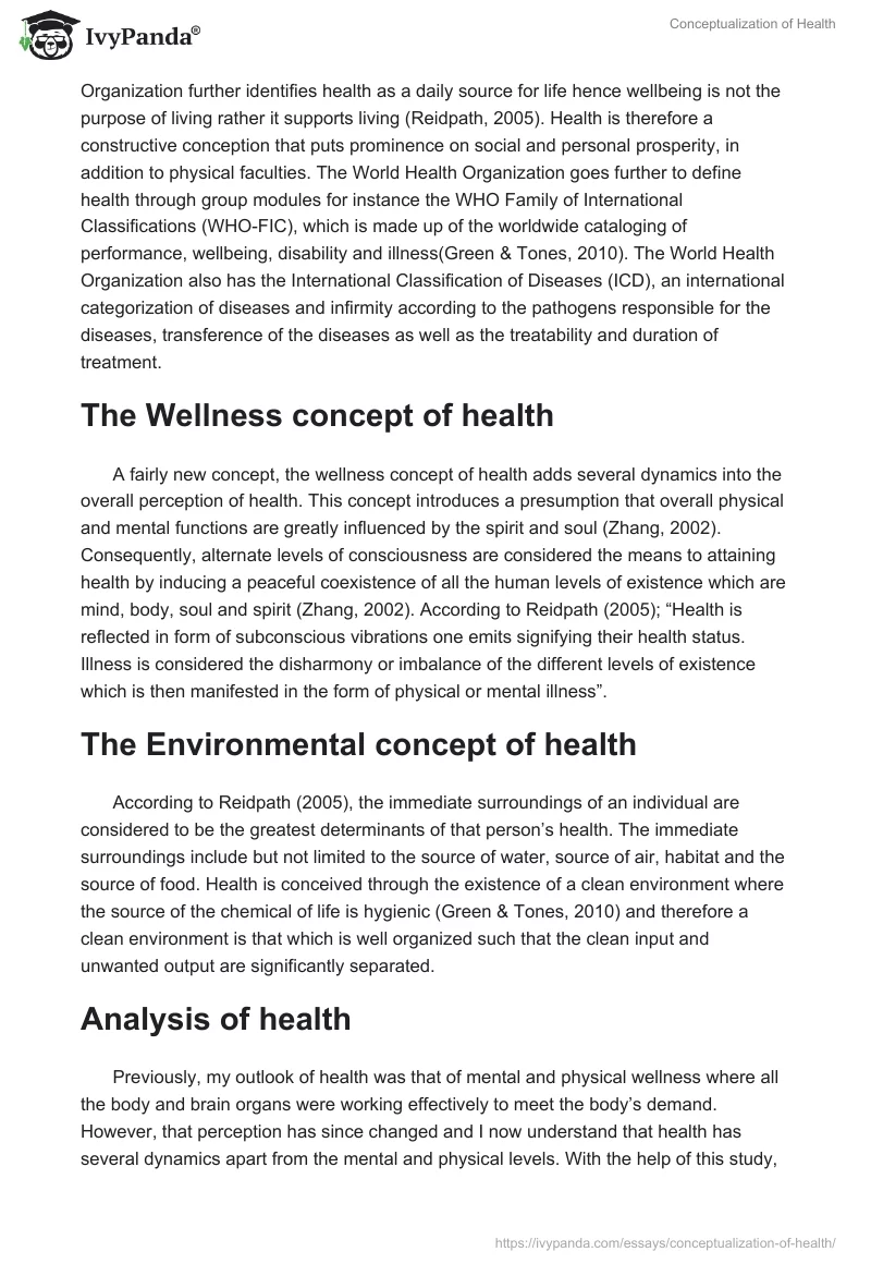 Conceptualization of Health. Page 3