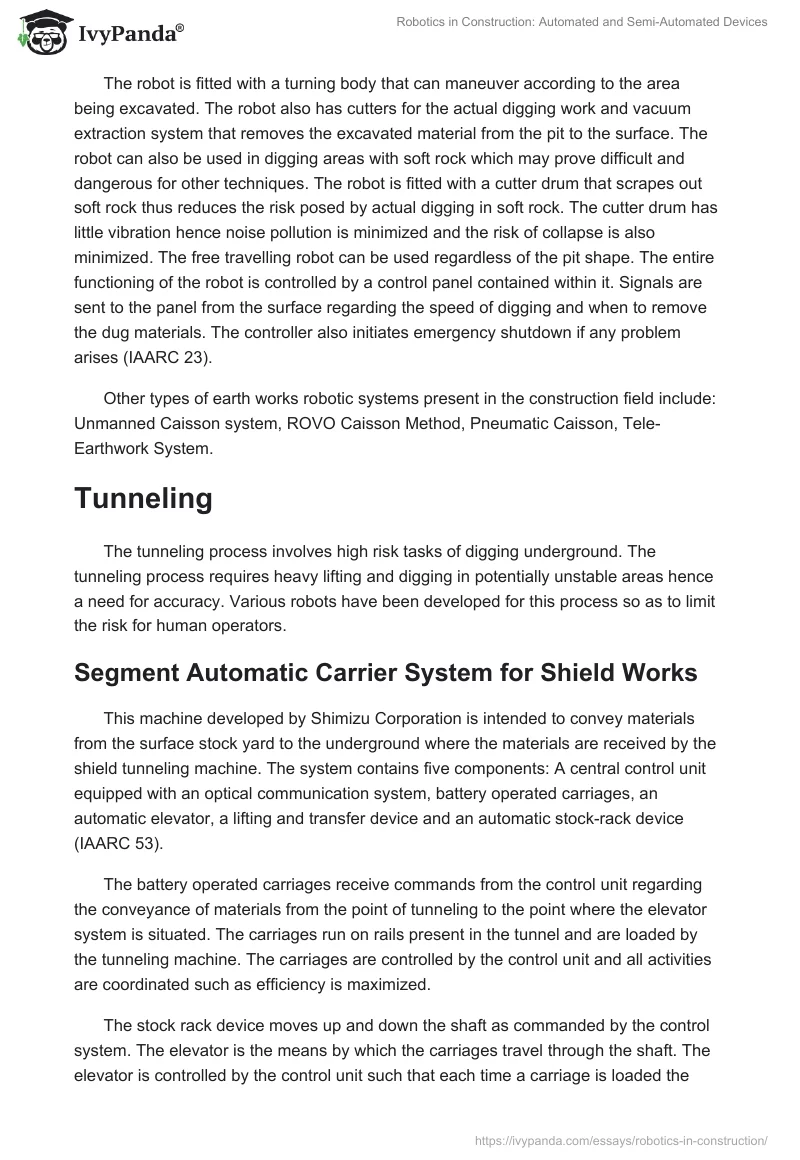 Robotics in Construction: Automated and Semi-Automated Devices. Page 5