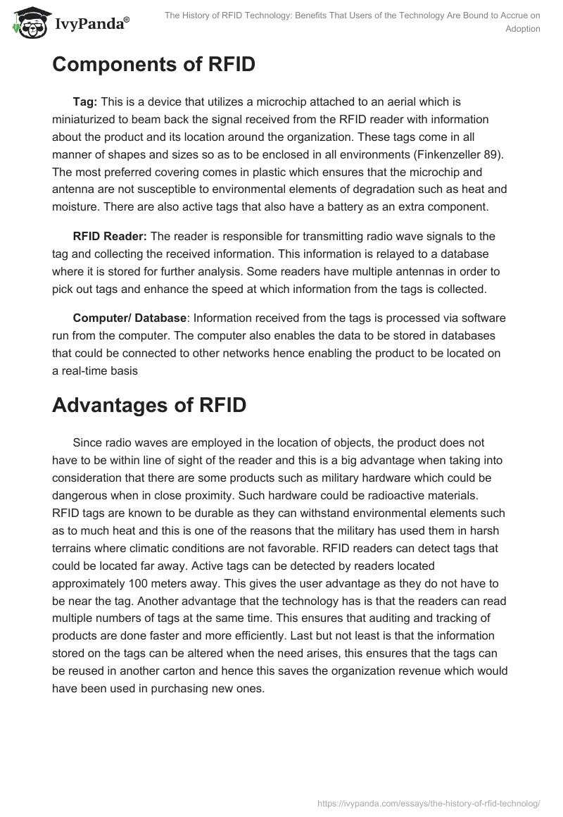 The History of RFID Technology: Benefits That Users of the Technology Are Bound to Accrue on Adoption. Page 3