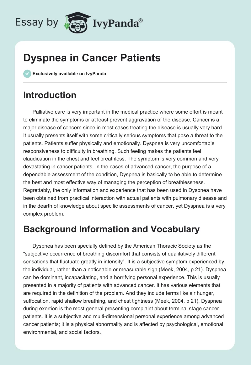 Dyspnea in Cancer Patients. Page 1