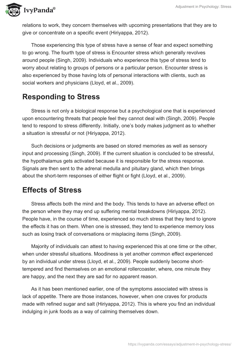 Adjustment in Psychology: Stress. Page 3