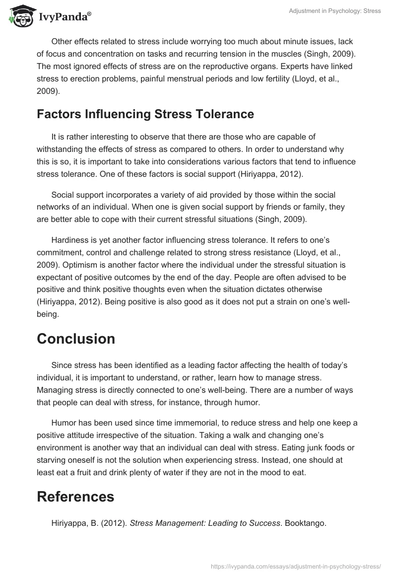 Adjustment in Psychology: Stress. Page 4