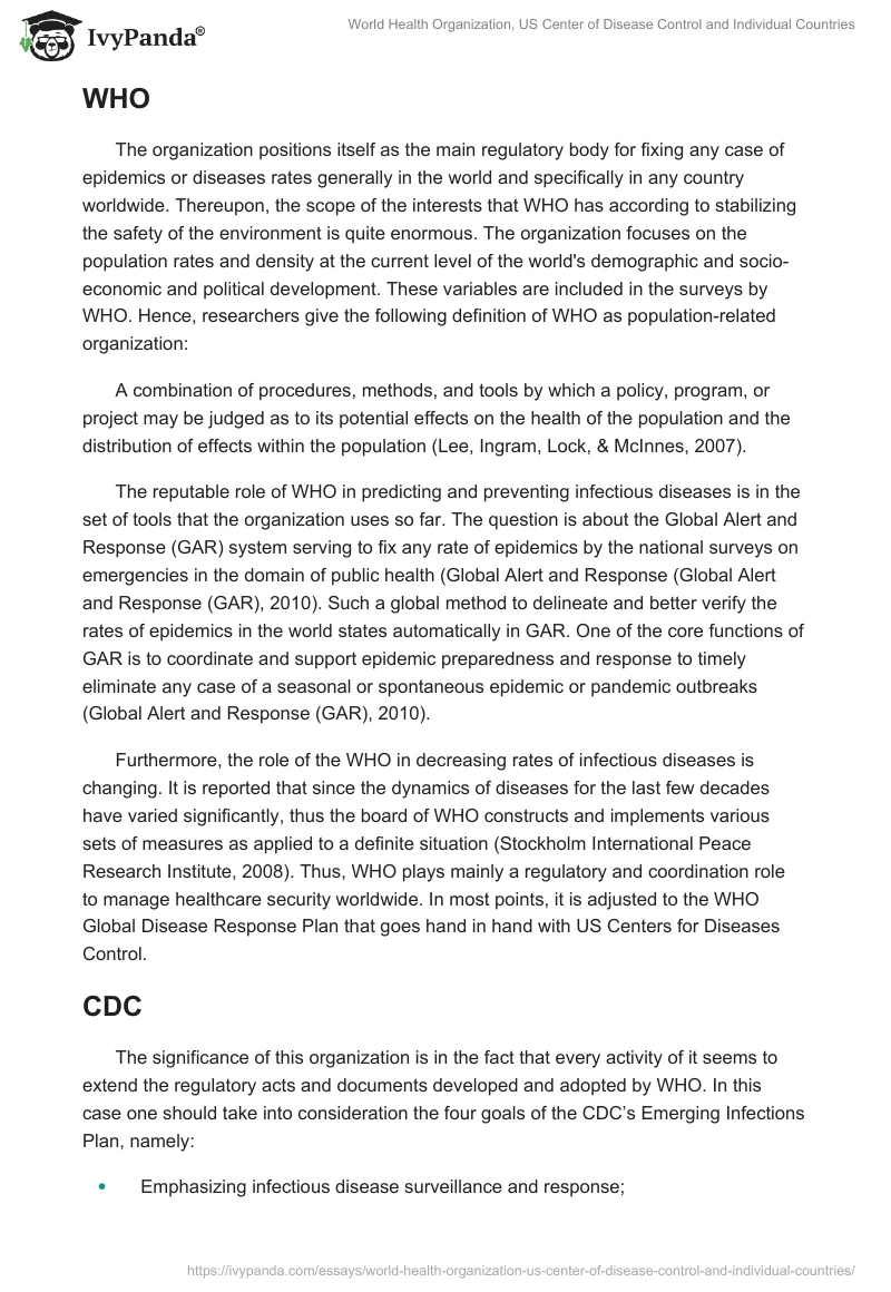 World Health Organization, US Center of Disease Control and Individual Countries. Page 2