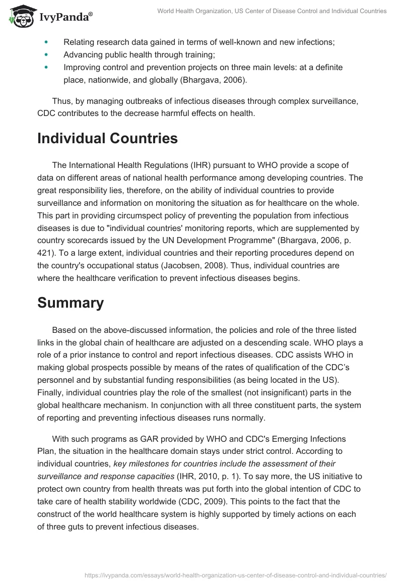 World Health Organization, US Center of Disease Control and Individual Countries. Page 3