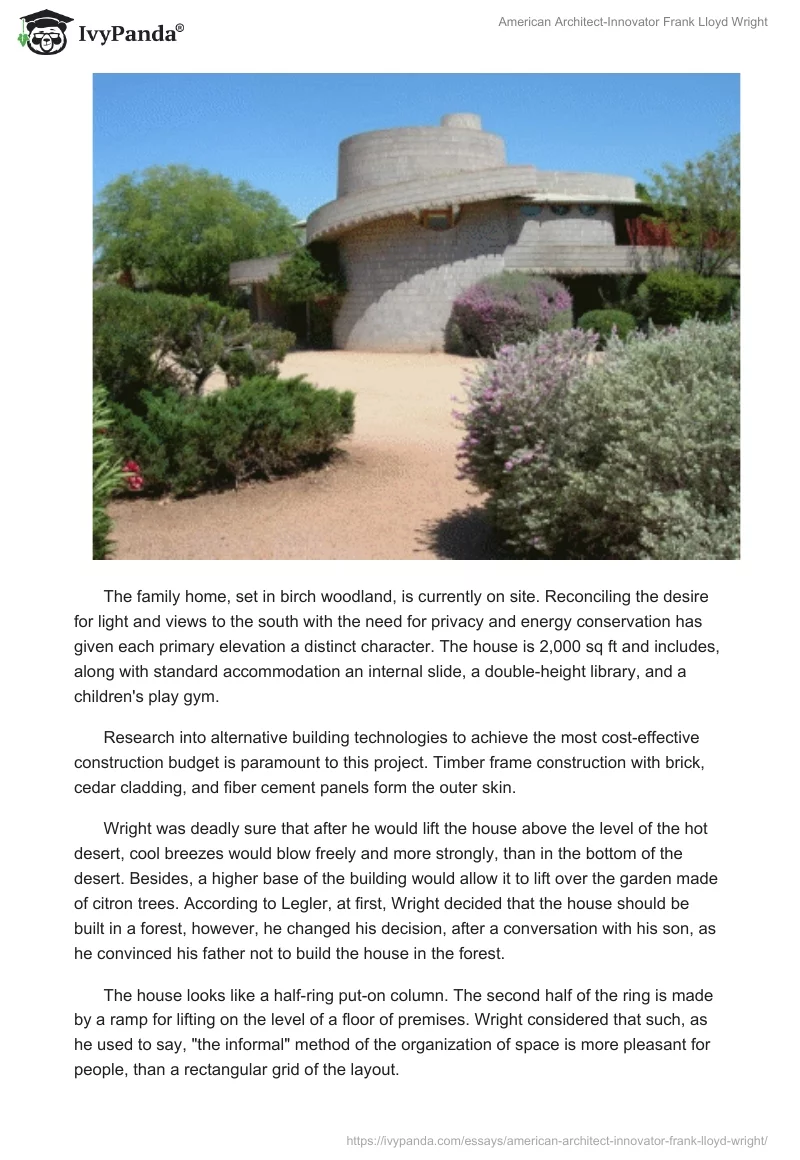 American Architect-Innovator Frank Lloyd Wright. Page 3