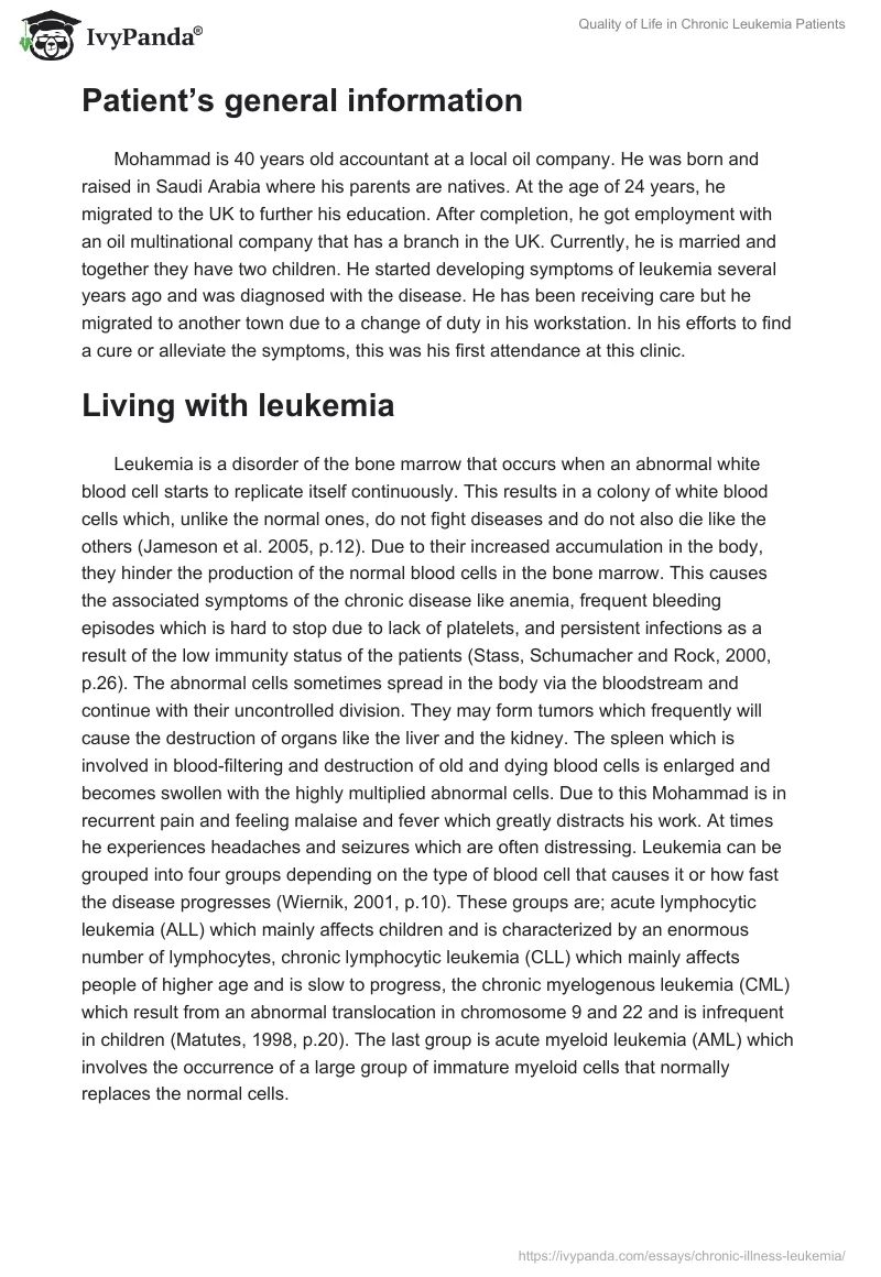 Quality of Life in Chronic Leukemia Patients. Page 2