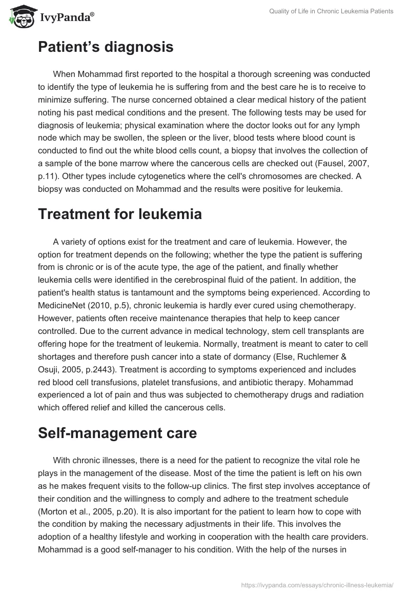 Quality of Life in Chronic Leukemia Patients. Page 4