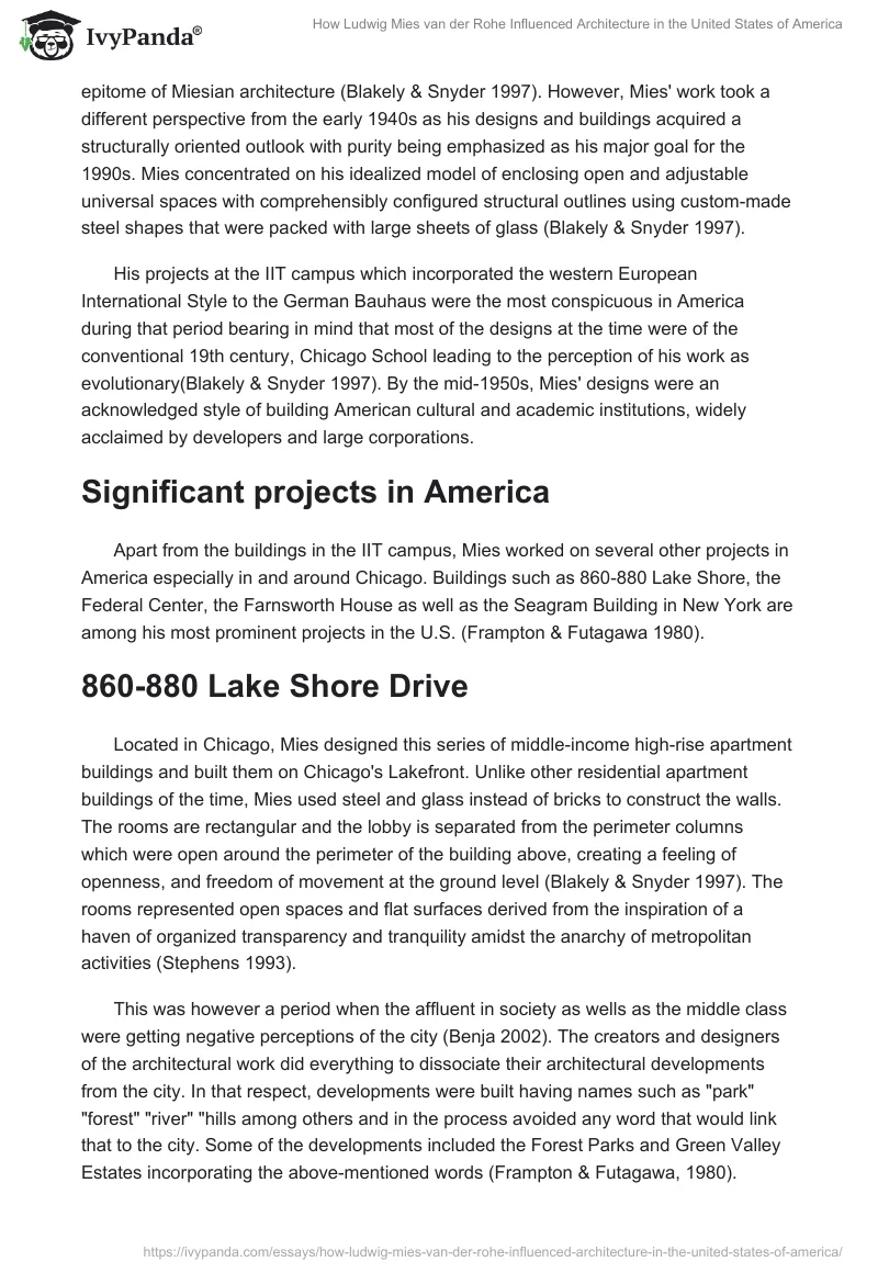 How Ludwig Mies van der Rohe Influenced Architecture in the United States of America. Page 2